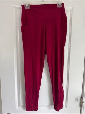 Women’s High-Waist Pocket Leggings - Berry